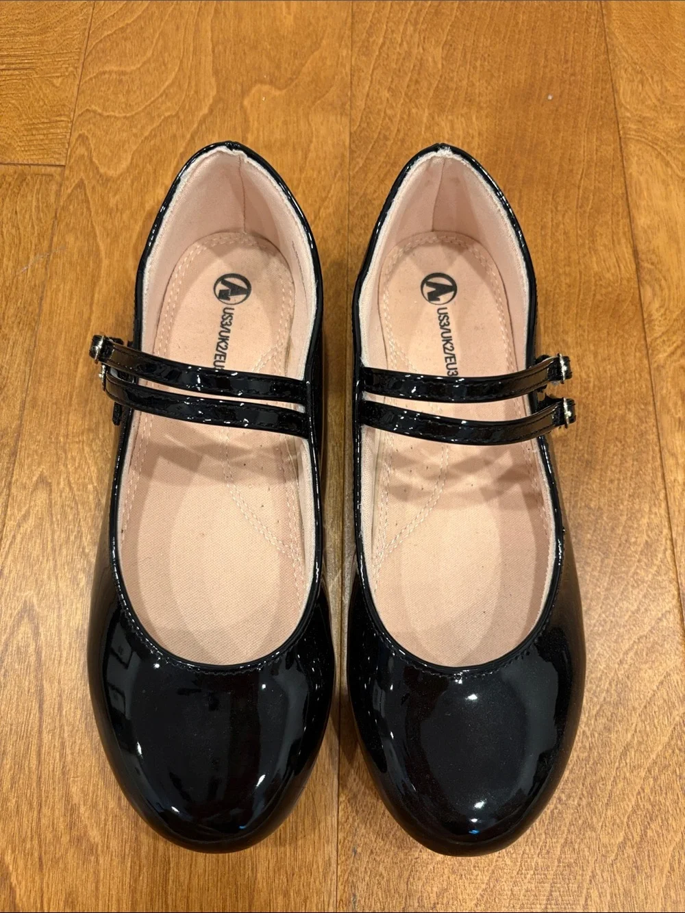 Airwalk Girls Black Patent Double-Strap Mary Jane Dress Shoes